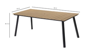 English Elm Outdoor Steel Folding Patio Dining Table Seats Six with Built-in Umbrella Port W3990P421227