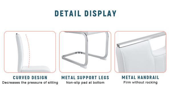 English Elm Set Of 4 Bow-Shaped White Pu Chairs - Modern Ergonomic Design For Comfort In Any Contemporary Space W3226P279081-GIGA