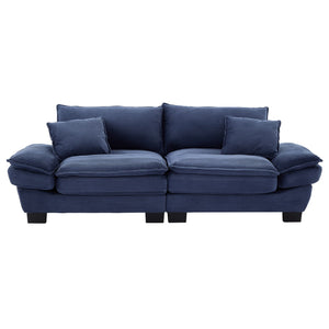 English Elm Corduroy Stylish Sleeper Sofa Loveseat with Dual-Layer Cushions & Two Support Pillows, Sturdy Frame Blue W676P184142