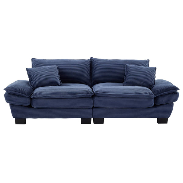 English Elm Corduroy Stylish Sleeper Sofa Loveseat with Dual-Layer Cushions & Two Support Pillows, Sturdy Frame Blue W676P184142