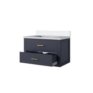 English Elm Blue Single Bath Vanity With Cultured Marble Top - Stylish, Compact, And Fully Assembled 30" Design B2731P257928