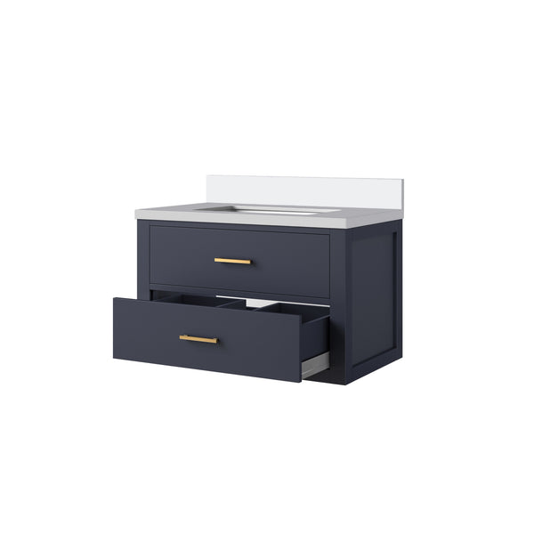 English Elm Blue Single Bath Vanity With Cultured Marble Top - Stylish, Compact, And Fully Assembled 30" Design B2731P257928
