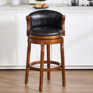 English Elm Cow Leather Swivel Barstool Solid Hardwood Frame 360 Spin Kitchen Counter Seating W2195P399438