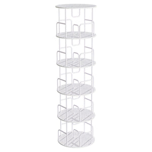 English Elm Rotating 5 Tier Spinning Bookcase Tower Slim 360 Degree Turntable Metal Frame Organizer White W3166P366971