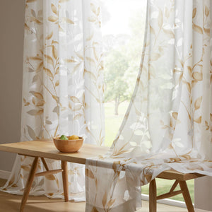 JLA Home Madison Park - Burnout Botanical Curtain Panel with OEKO-TEX Fabric, Silver Grommets, Textured Layered Print for Modern Rooms Yellow MP40-7434