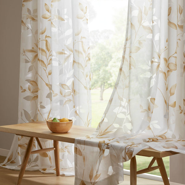 JLA Home Madison Park - Burnout Botanical Curtain Panel with OEKO-TEX Fabric, Silver Grommets, Textured Layered Print for Modern Rooms Yellow MP40-7434