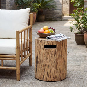 English Elm 16x20 Mgo Concrete Outdoor Side Table with Wood Grain Finish Propane Tank Cover N772P289215B