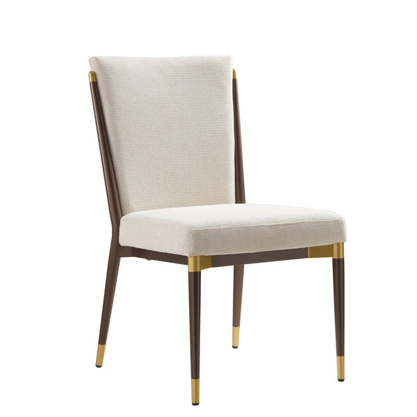 English Elm Armless Dining Chairs Iron Frame Wood Grain Finish Ergonomic Cushioned Seat Set of 2 Brown+Beige N771P345829W