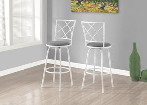 English Elm Bar Stool Set of 2 Swivel Counter Height Seats with Padded Leather-Look Upholstery and Footrest 93 White 32 L x 22 W x 6 H B2710P219015