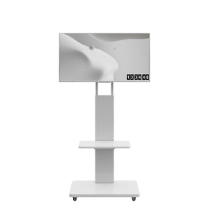 English Elm Tv Floor Stand Rolling Cart with Lockable Wheels Height Adjustable Iron Mdf Mount White W241P246880