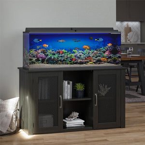 English Elm 55 Gallon Aquarium Terrarium Stand with Mesh Doors Open Storage Industrial Frame B2733P436848