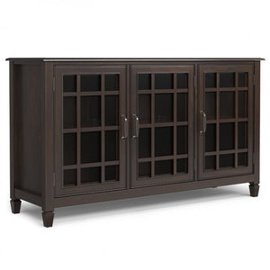 English Elm Connaught Solid Wood Buffet with Glass Doors Raised Panel Drawers Dining Storage B136P436051