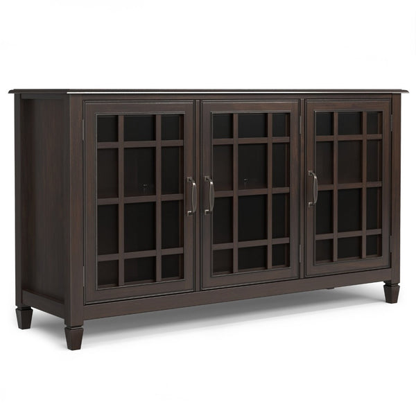 English Elm Connaught Solid Wood Buffet with Glass Doors Raised Panel Drawers Dining Storage B136P436051