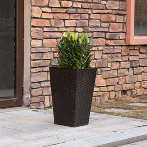 English Elm Outsunny Set Of 3 Stylish Tall Planters With Drainage Holes For Indoor & Outdoor Use – Brown Color! W2225P174481-GIGA