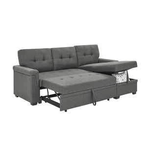 English Elm 86'' Linen Sectional Sleeper Sofa with Tufted Upholstery and Reversible Chaise Living Room B355S00010
