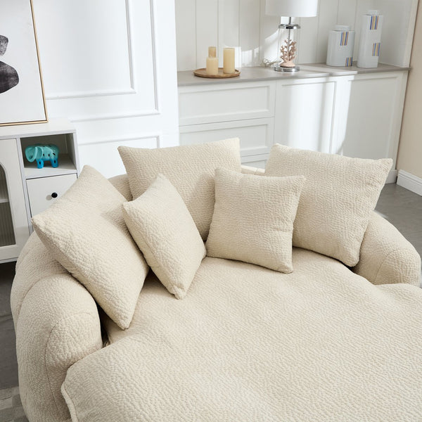 English Elm Oversized Memory Foam Chenille Bean Bag Sofa with Wrap-Around Backrest and Lumbar Support for Adults Beige W395P359408