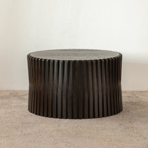 English Elm Vintage Round Nesting Coffee Tables Set of 2 — Textured Cylindrical Wood Accent Tables, Sturdy 110lb Capacity, No-Assembly Dark Brown W757P264674