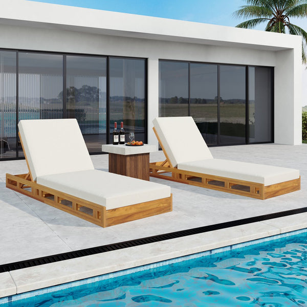 English Elm Christopher Knight Home® - Lounge Chaise Set - Elegant Acacia Wood With Plush 4" Water-Resistant Cushions For Ultimate Comfort N770P272405T_65429.00CUSH
