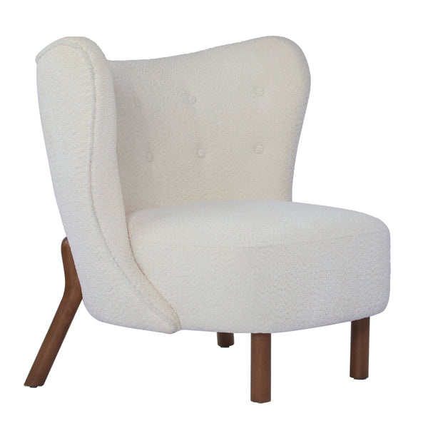 English Elm Christopher Knight Home® - Bella Plush Upholstered Armless Accent Chair with Curved Boucle Design, Birch Wood Legs, Cozy Support Off White 31 L x 27 W x 19 H N776P246078W