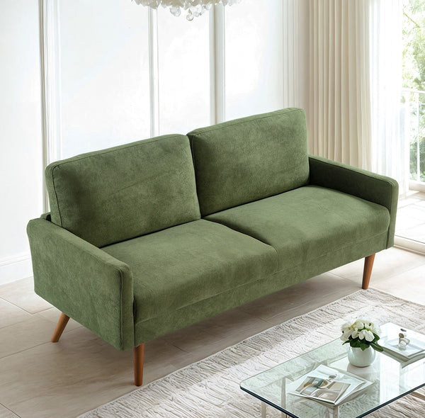 English Elm Velvet Kent 3-Seater Sofa with Plush Upholstery, European Modern-Vintage Design and Durable Build Green B2735P291965