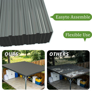 English Elm 10 Galvanized Steel Corrugated Roof Panels Weatherproof Pergola Shed Patio Cover W3213P431197