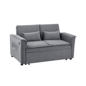 English Elm Modern Fabric Convertible Loveseat Sleeper Sofa Bed with Adjustable 3-Level Backrest, Twin Pull-Out for Small Spaces Grey W1123P283618