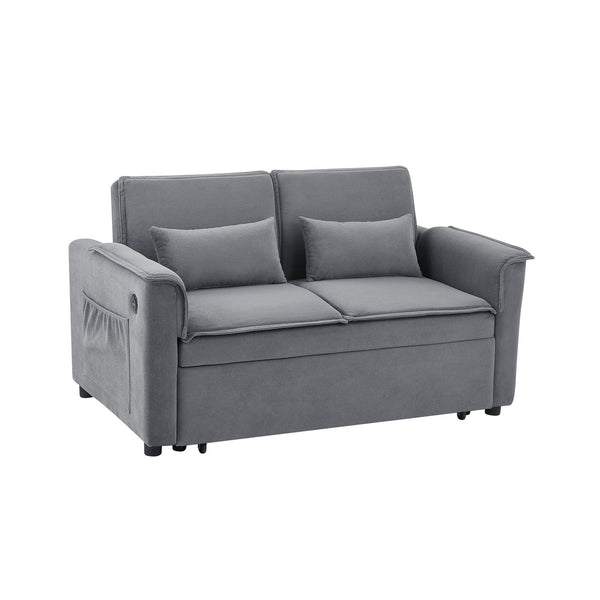 English Elm Modern Fabric Convertible Loveseat Sleeper Sofa Bed with Adjustable 3-Level Backrest, Twin Pull-Out for Small Spaces Grey W1123P283618