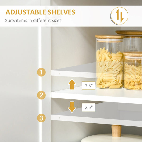 English Elm Two Door Freestanding Buffet Cabinet Tall White Kitchen Pantry with Drawers Shelves T3971S00028