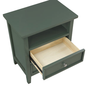 English Elm Weston Vintage Green 2-Drawer Nightstand with Open Shelf, Solid Wood & Dovetail Drawers, 26" L B050P376946