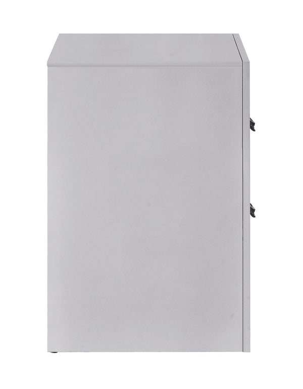 English Elm Moreland Two Drawer Nightstand Glam White Laminate with Chrome Crystal Pulls B078P497908