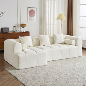English Elm 101.2" Modern Sectional Sofa Full-Compressed Modular Couch with Deep Seating, Tufted Chenille Fabric, Pillows Included Beige N719S001890A