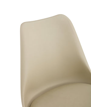 English Elm Modern Dining Chairs Set Of 4 - Elegant Beige Shell Seat With Golden Steel Legs For Any Space W370P207515