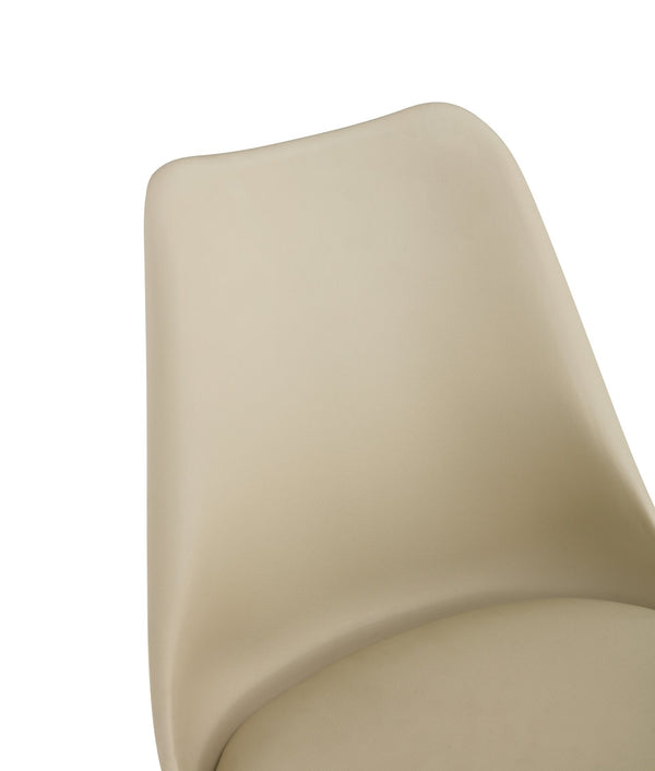 English Elm Modern Dining Chairs Set Of 4 - Elegant Beige Shell Seat With Golden Steel Legs For Any Space W370P207515