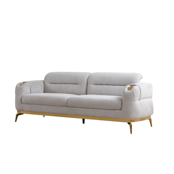 English Elm Zoe Modern 2Pc Living Room Set: Luxe Gray Sofa & Loveseat With Gold Accents For Stylish Comfort B009S01879-GIGA
