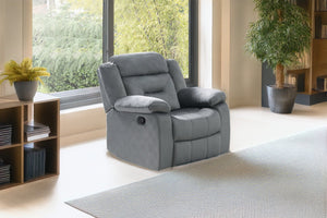 English Elm Single Velvet Manual Recliner with Channel Tufting for Cozy Living Room Lounging B089P240505