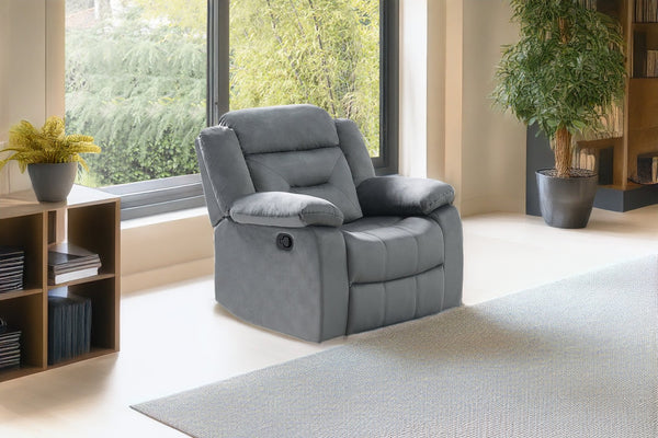 English Elm Single Velvet Manual Recliner with Channel Tufting for Cozy Living Room Lounging B089P240505
