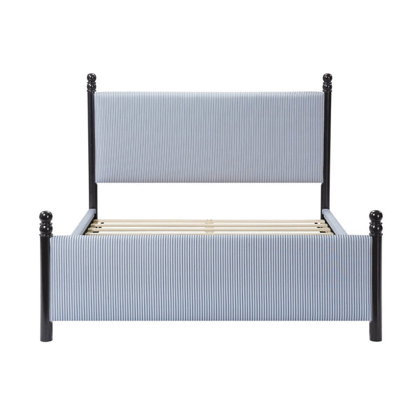 English Elm 48-inch Rubberwood Upholstered Queen Bed Vintage Sphere Post Padded Headboard N769P364057B