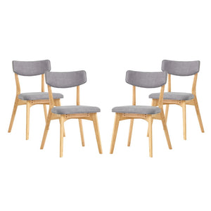 English Elm Caleb Mid-century Upholstered Dining Chair Set of Four with Tapered Oak Legs Dark Grey,Natural N768P282333O
