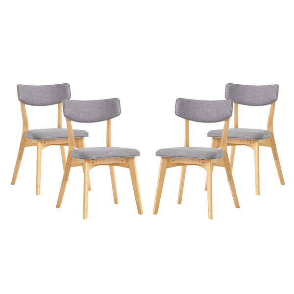English Elm Caleb Mid-century Upholstered Dining Chair Set of Four with Tapered Oak Legs Dark Grey,Natural N768P282333O