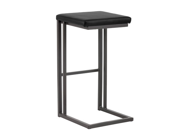Sunpan Boone Modern Industrial Backless Stool Set of 2 - Durable Cantilever Design for Home or Bar Use Grey / Onyx
