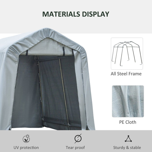 English Elm Outsunny Portable Galvanized Steel Carport with Uv Shield Pe Cover for Bikes and Tools W2225P200751