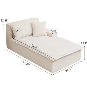 English Elm Left Armrest Chaise Lounge Chair Upholstered Sleeper with High-Res Foam, Corduroy, No Assembly Needed Beige W1170P333287