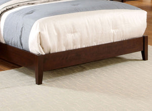 English Elm Eastern King Size Bed Brown Cherry Leatherette Tufted Headboard Solid Wood Contemporary Design 85"L x 79.5"W B011S01830