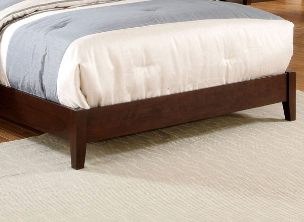 English Elm Eastern King Size Bed Brown Cherry Leatherette Tufted Headboard Solid Wood Contemporary Design 85"L x 79.5"W B011S01830