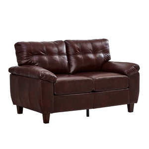 English Elm 59" Club Style Tufted Pu Leather Loveseat with Hidden Storage and Wide Padded Armrests Burgundy W1097S00244