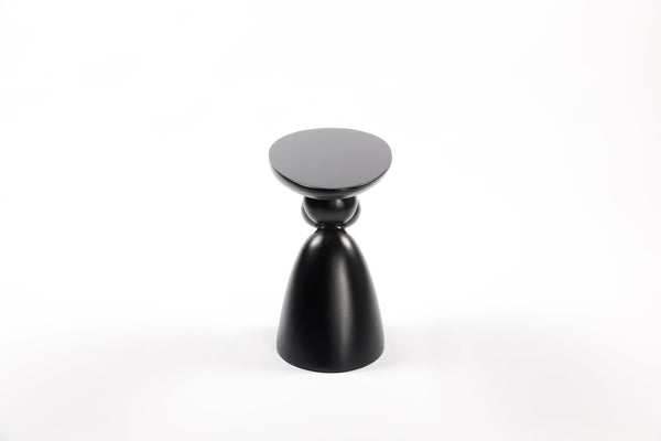 English Elm Lucky Stone End Table with Wabi-Sabi Fiberglass Design, Stable Waterproof Side Table for Decoring Rooms Black W2664P232885