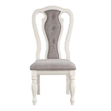 Elegant Grey & Antique White Padded Dining Chairs Set (2 pcs)