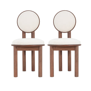 English Elm Christopher Knight Home® - Polyester Modern Fabric Dining Chair Set of 2 with Solid Wood Frame, Armless 3-Leg Design for Comfort Beige,Walnut N771P243027T