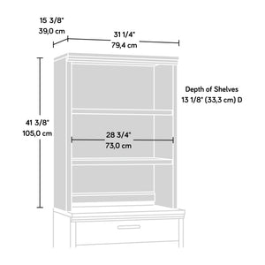 English Elm Library Hutch – Elegant Brown Finished Storage Solution With Adjustable Shelves For Versatile Use B356P367885