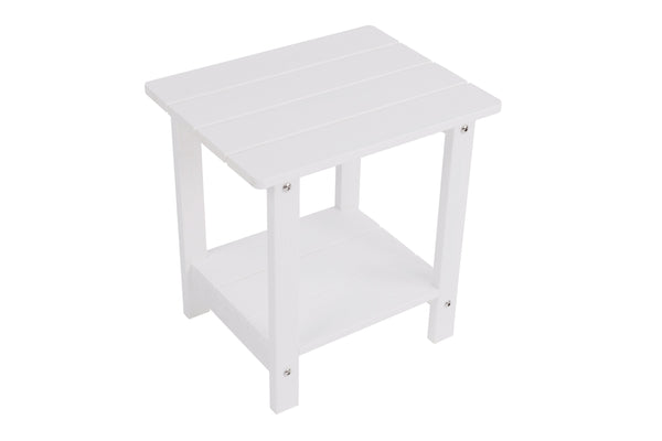 English Elm A lightweight wooden-texture side table with double-tier storage, portable, waterproof, ideal for patio and camping White W2085P361812